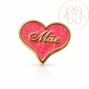 Coração Mãe resinado Rosa