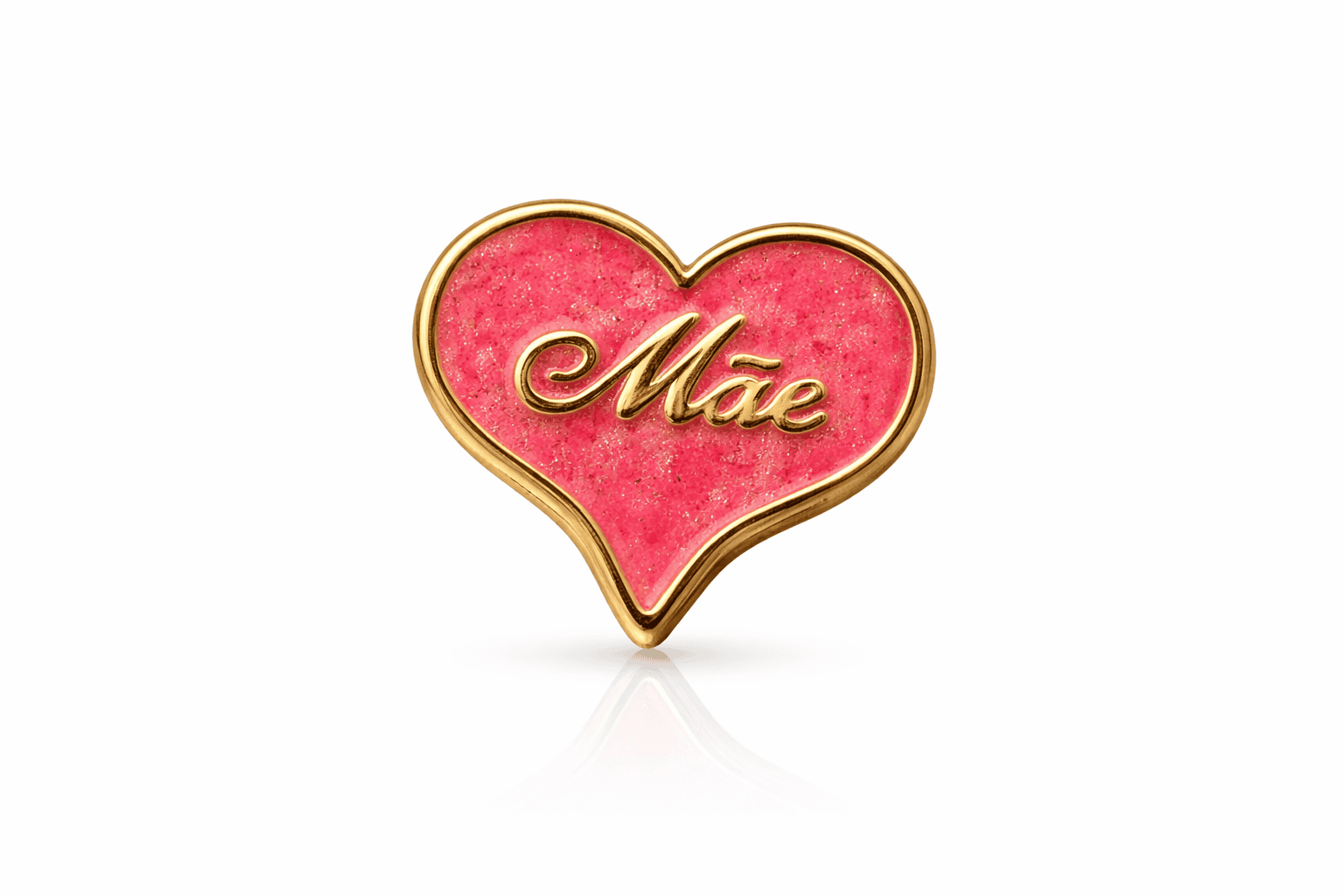 Coração Mãe resinado Rosa