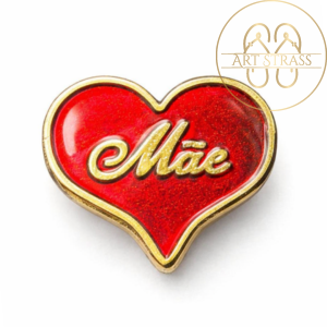 Coração Mãe resinado vermelho glitter
