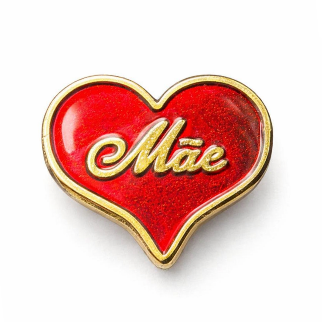 Coração Mãe resinado vermelho glitter