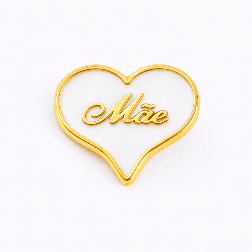 Coração Mãe resinado Branco